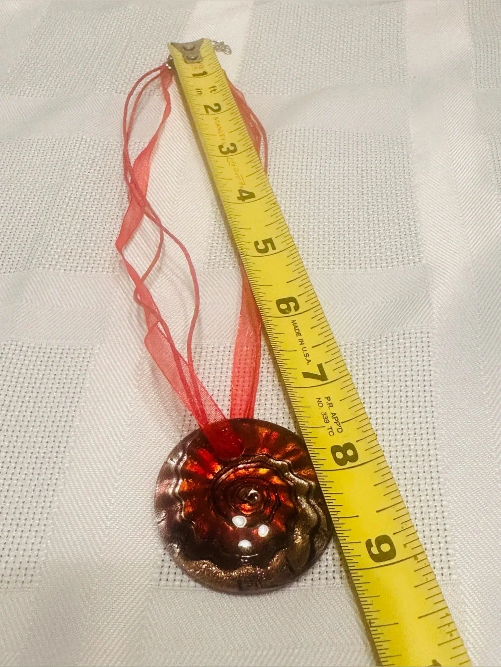 Murano Style Art Glass Handmade Red Swirl Pendant Necklace